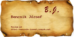 Bencsik József névjegykártya